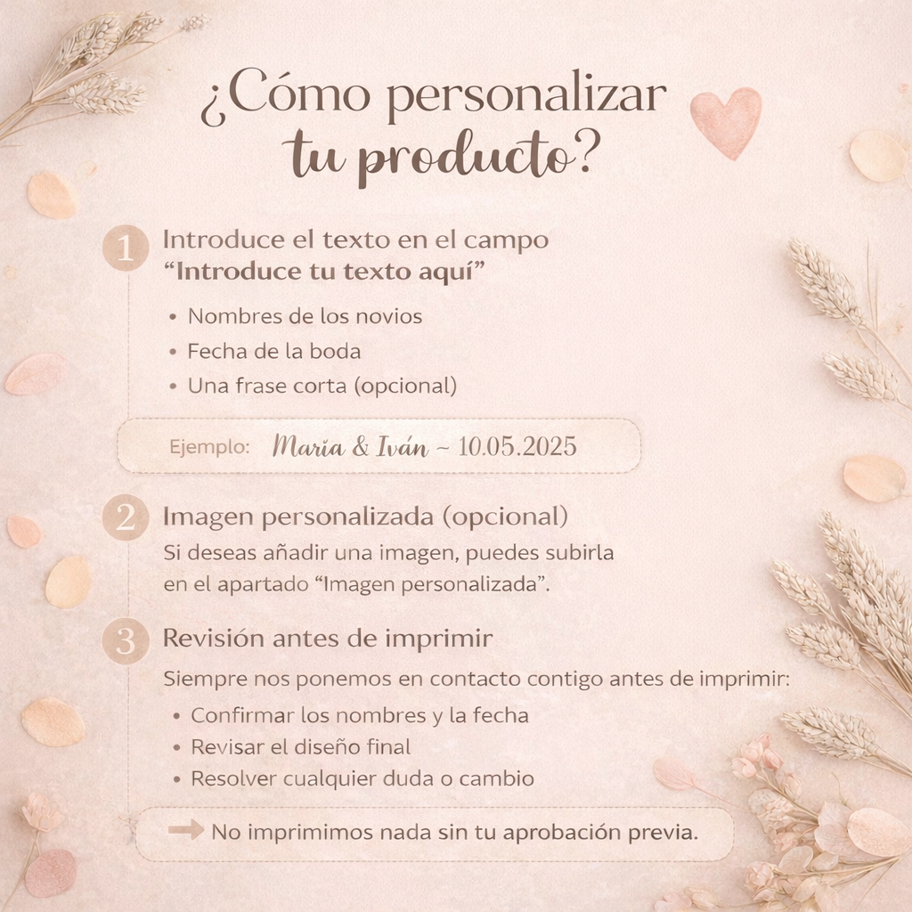 Bastidor porta alianzas personalizado con flores preservadas