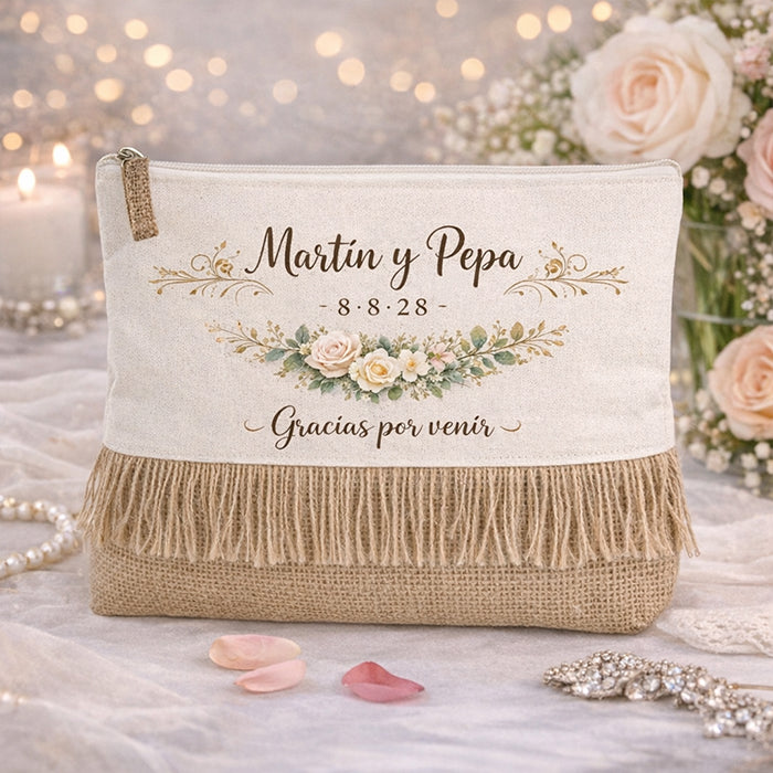 Neceser personalizado de boda con nombres y fecha