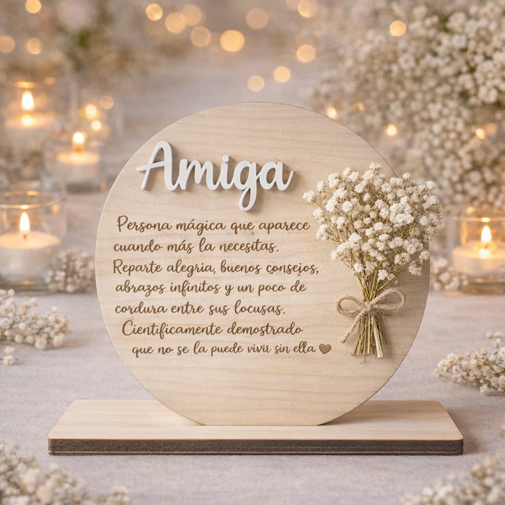Placa de madera personalizada para amiga | Regalo emotivo para boda