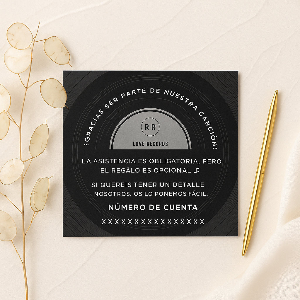 Tarjeta Número de cuenta | Disco vinilo