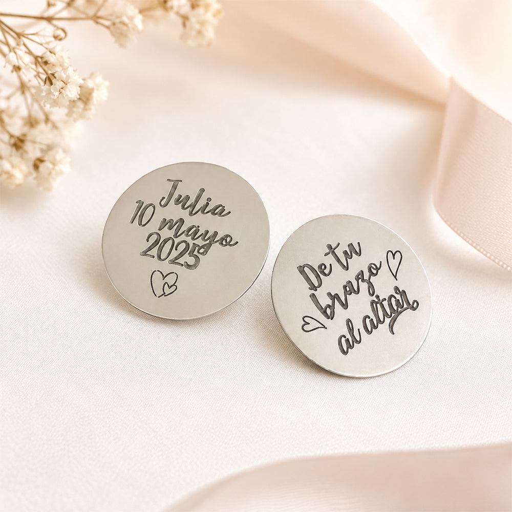 Gemelos Personalizados para Traje de Boda con Mensaje Grabado