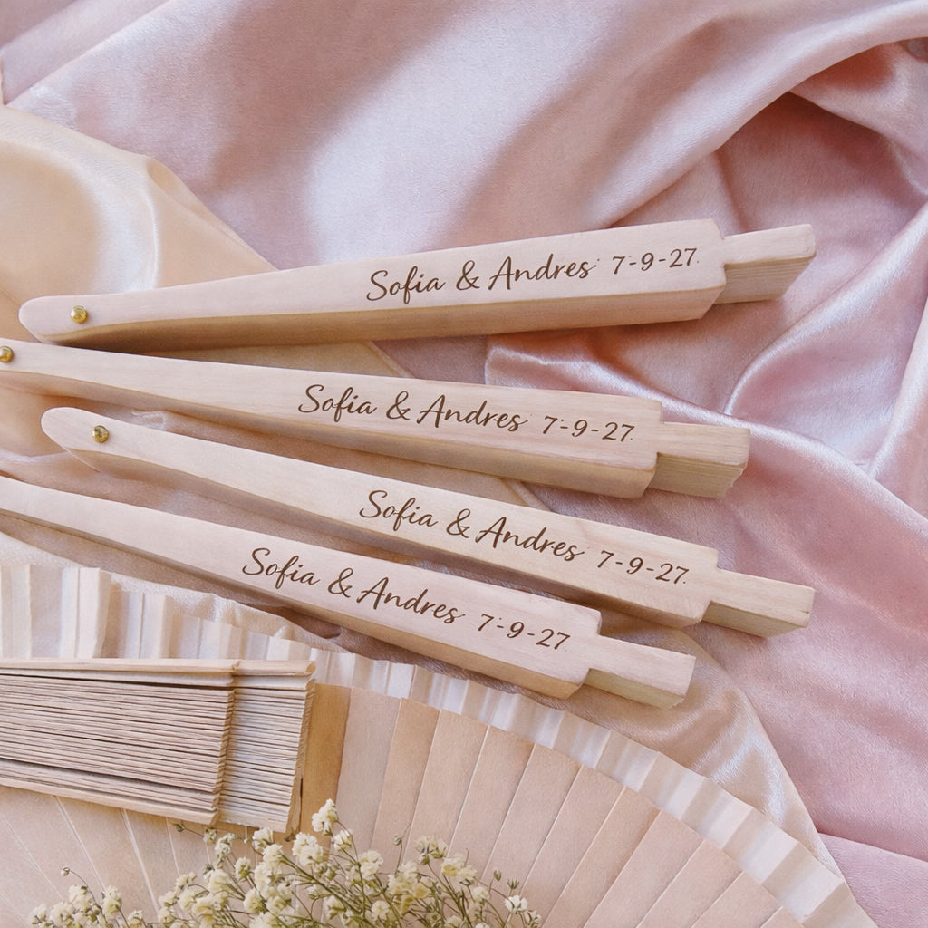 Abanico de madera personalizado para bodas