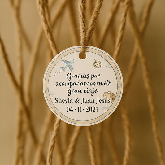 Etiqueta para detalles de Boda | Viajera