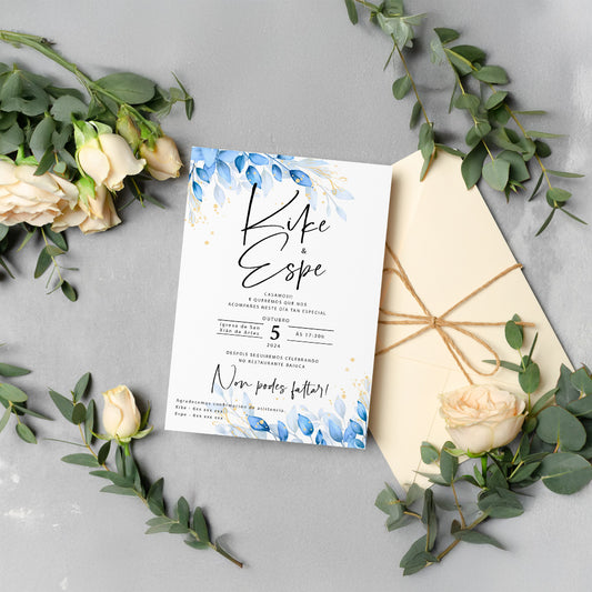 Invitación de Boda | Floral azul