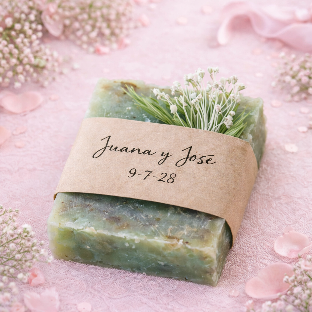 Jabón artesanal personalizado para boda