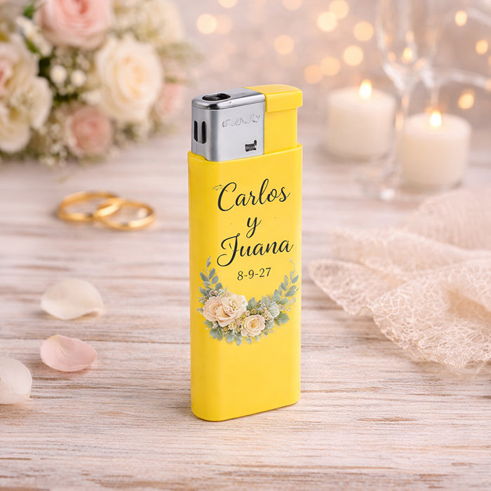 Mechero personalizado para bodas con nombres y fecha