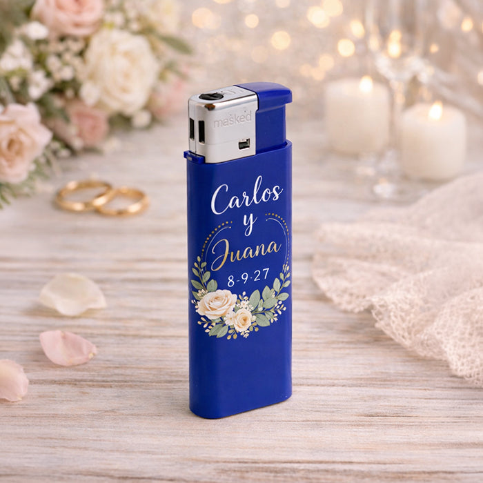 Mechero personalizado para bodas con nombres y fecha