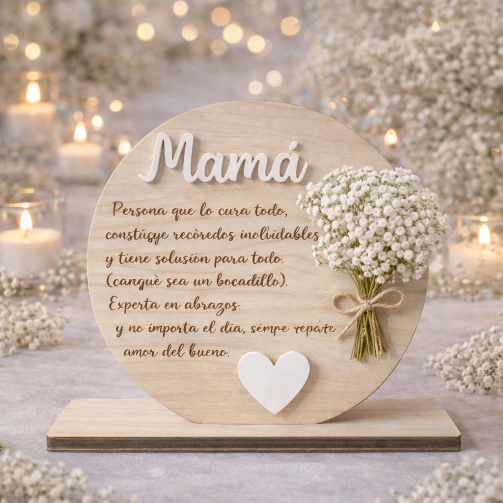 Placa de madera personalizada para mamá | Regalo emotivo para bodas