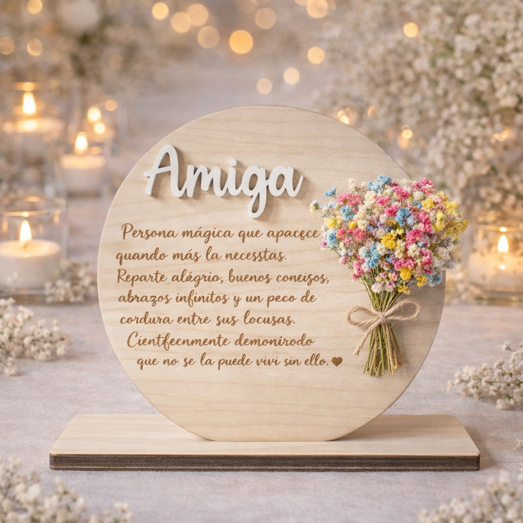 Placa de madera personalizada para amiga | Regalo emotivo para boda
