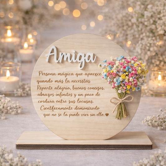 Placa de madera personalizada para amiga | Regalo emotivo para boda