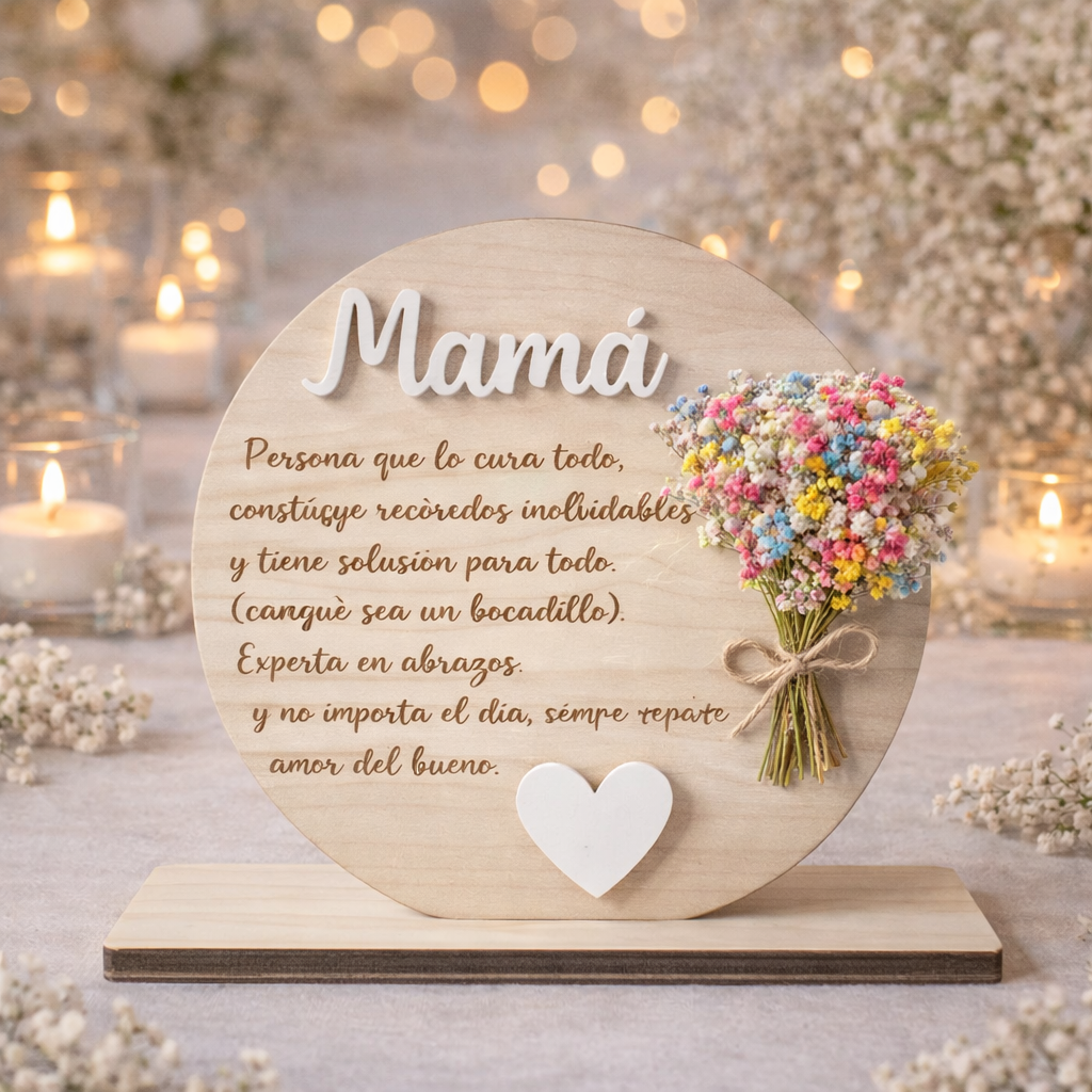 Placa de madera personalizada para mamá | Regalo emotivo para bodas