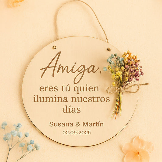 Placa redonda de Madera para Amigos