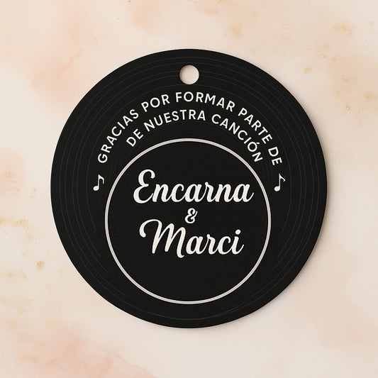 Etiqueta para detalles de Boda | Disco vinilo