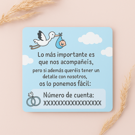 Tarjeta Número de cuenta para Boda | Bautizo