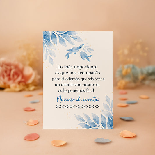 Tarjeta Número de cuenta | Floral azul