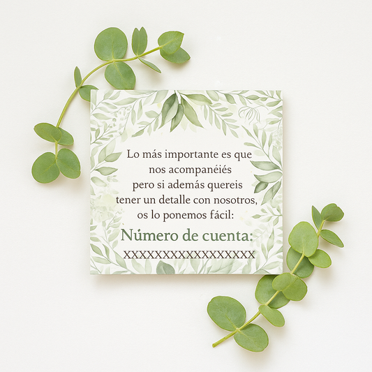 Tarjeta Número de cuenta | Hojas