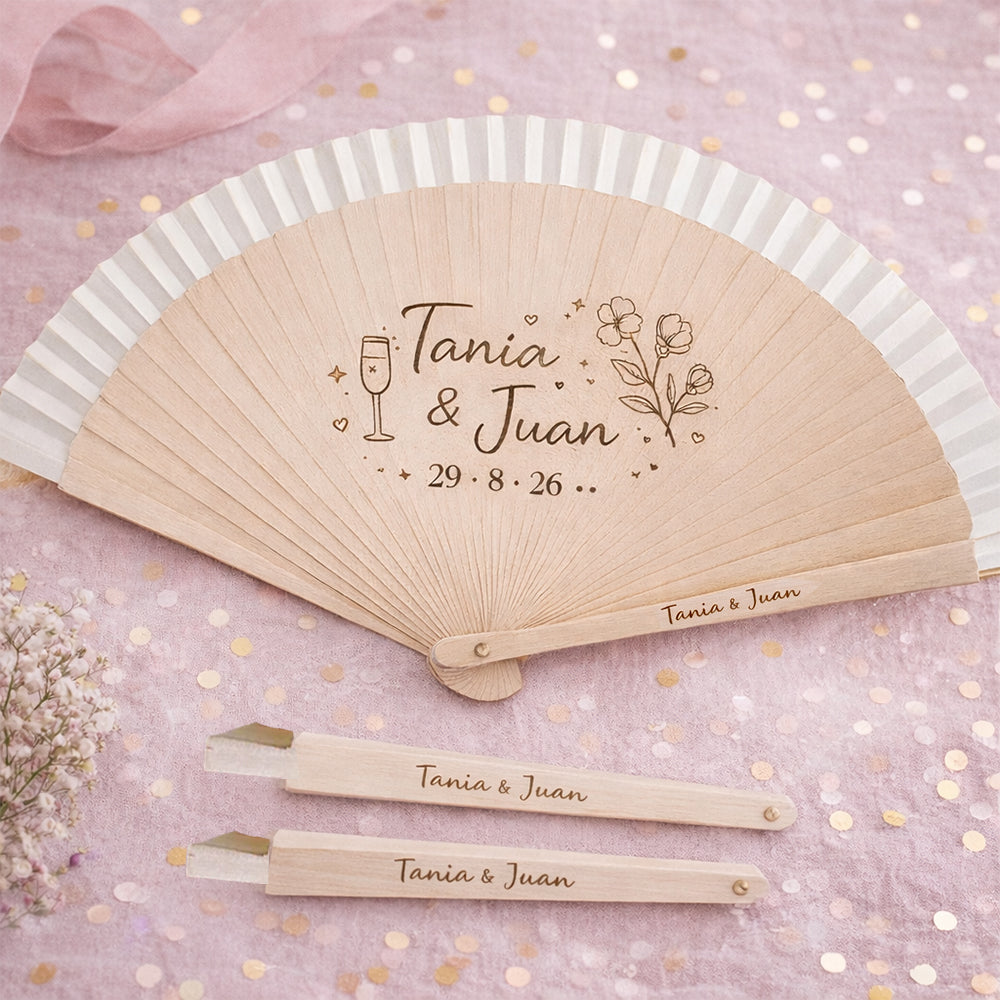 Abanico de madera personalizado para bodas