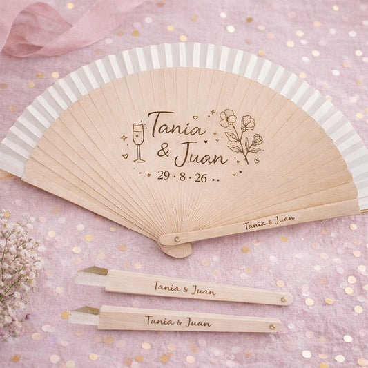 Abanico de madera personalizado para bodas