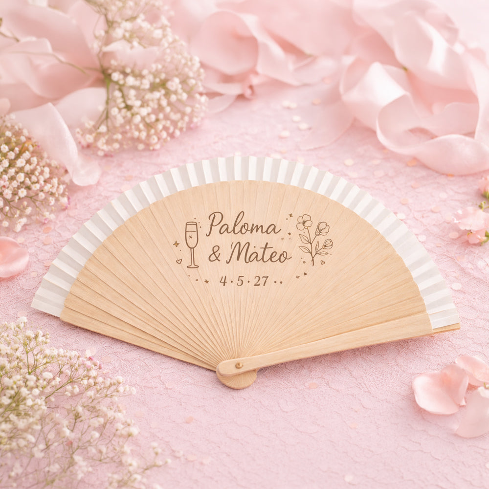 Abanico de madera personalizado para bodas