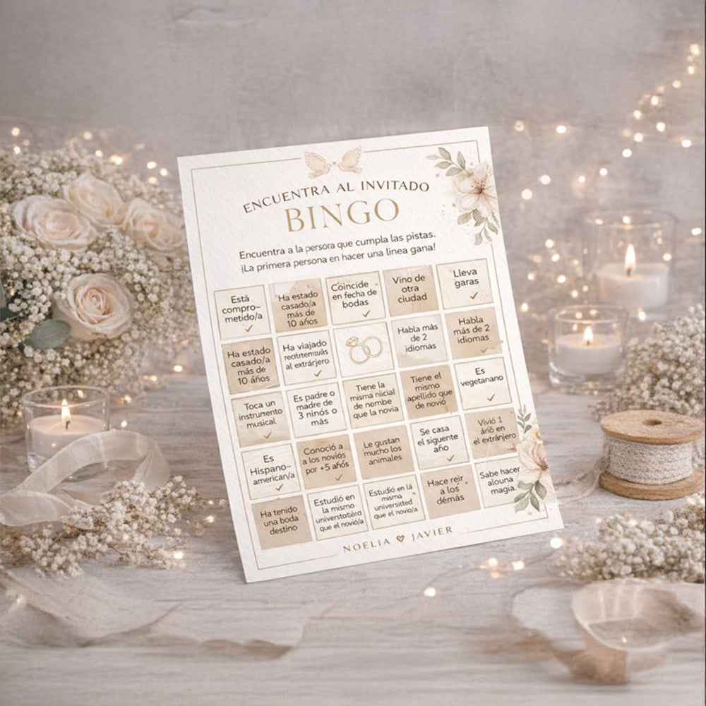 Bingo Encuentra al Invitado para Boda Personalizado | Juego para Invitados