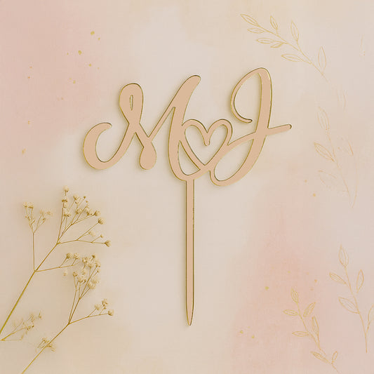 Cake Topper de Boda | Madera inicial