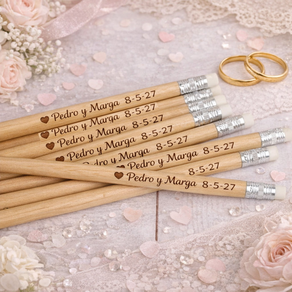 Lápiz de madera personalizado para invitados de boda